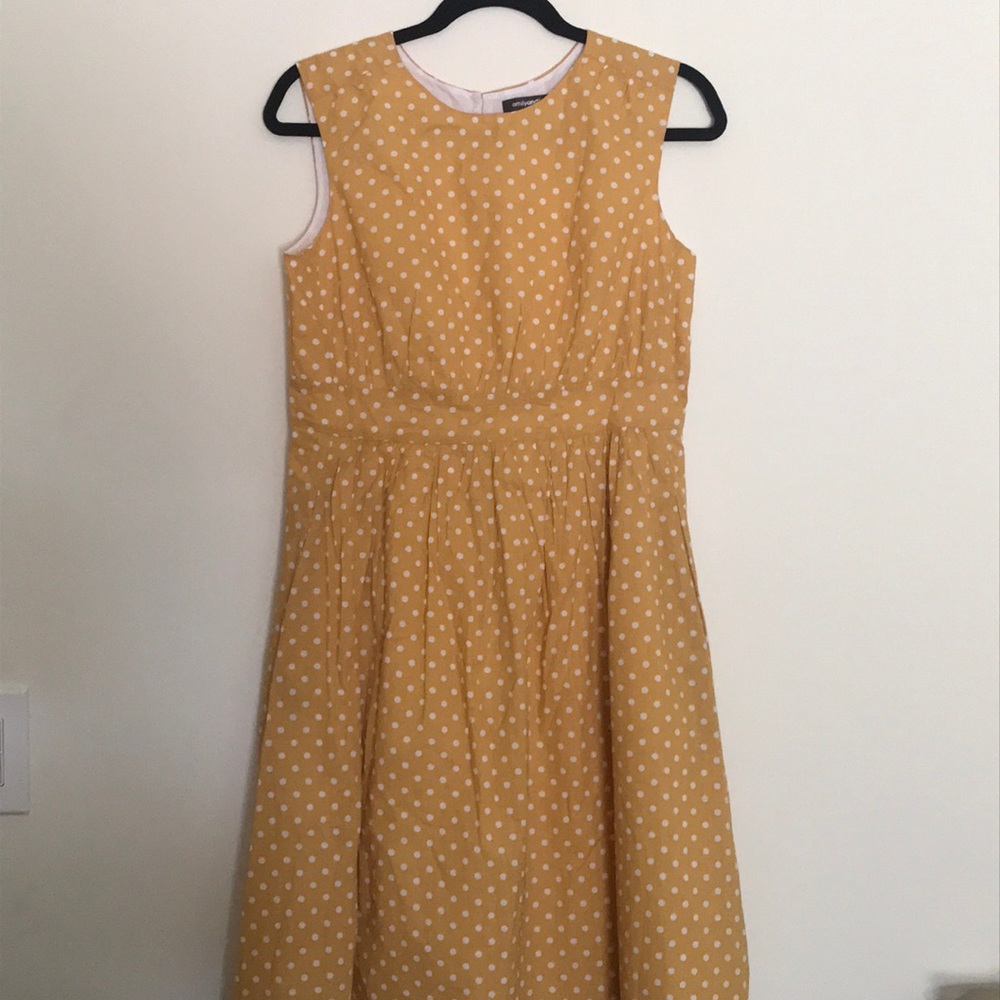 Yellow and white polka dot dress